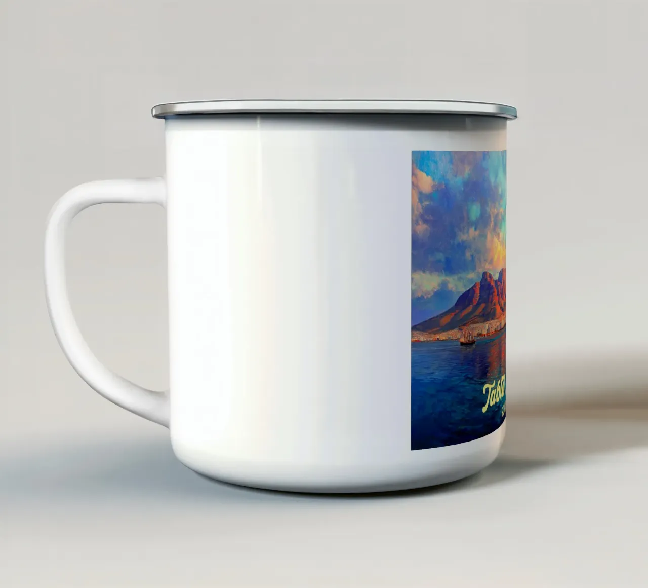 Table Mountain Sudafrica tazza in smalto da Voxel Visionaries