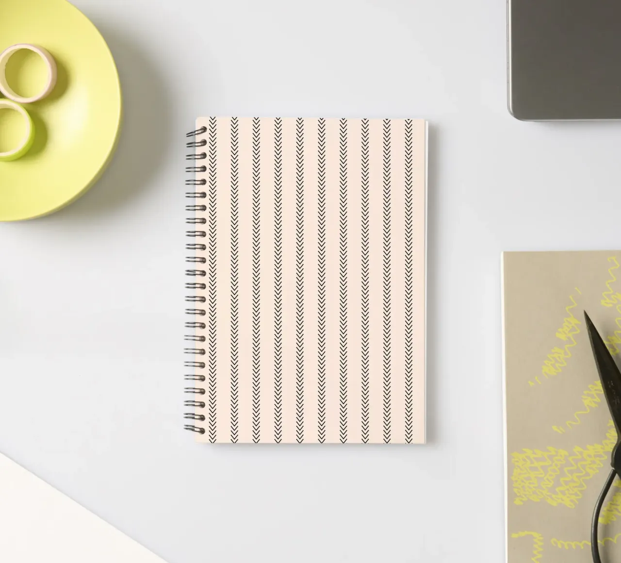 Minimal Classic Basic Striped Arrows | Black on Ivory spiral notebook by Beauty in Simplicity