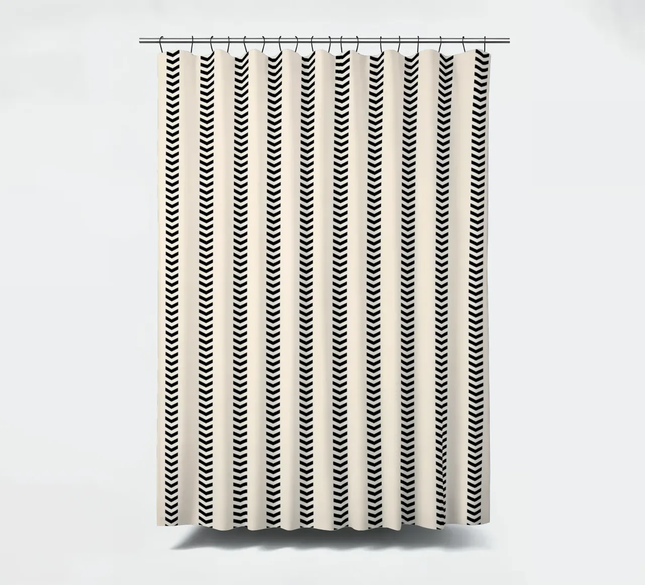 Minimal Basic Mudcloth Frecce a righe | Nero su Avorio tenda da doccia da Beauty in Simplicity