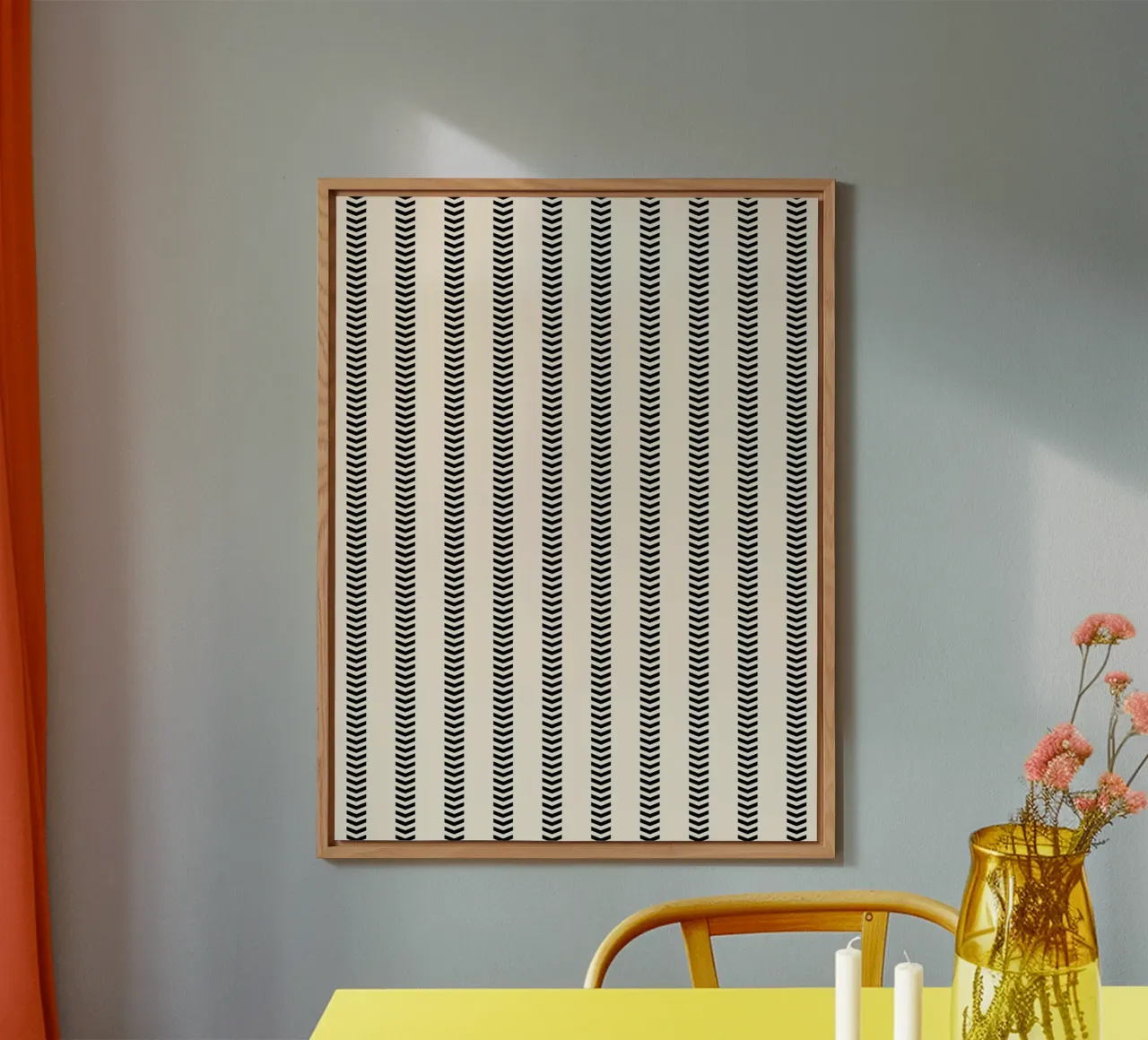 Minimal Basic Mudcloth Frecce a righe | Nero su Avorio alluminio dibond da Beauty in Simplicity