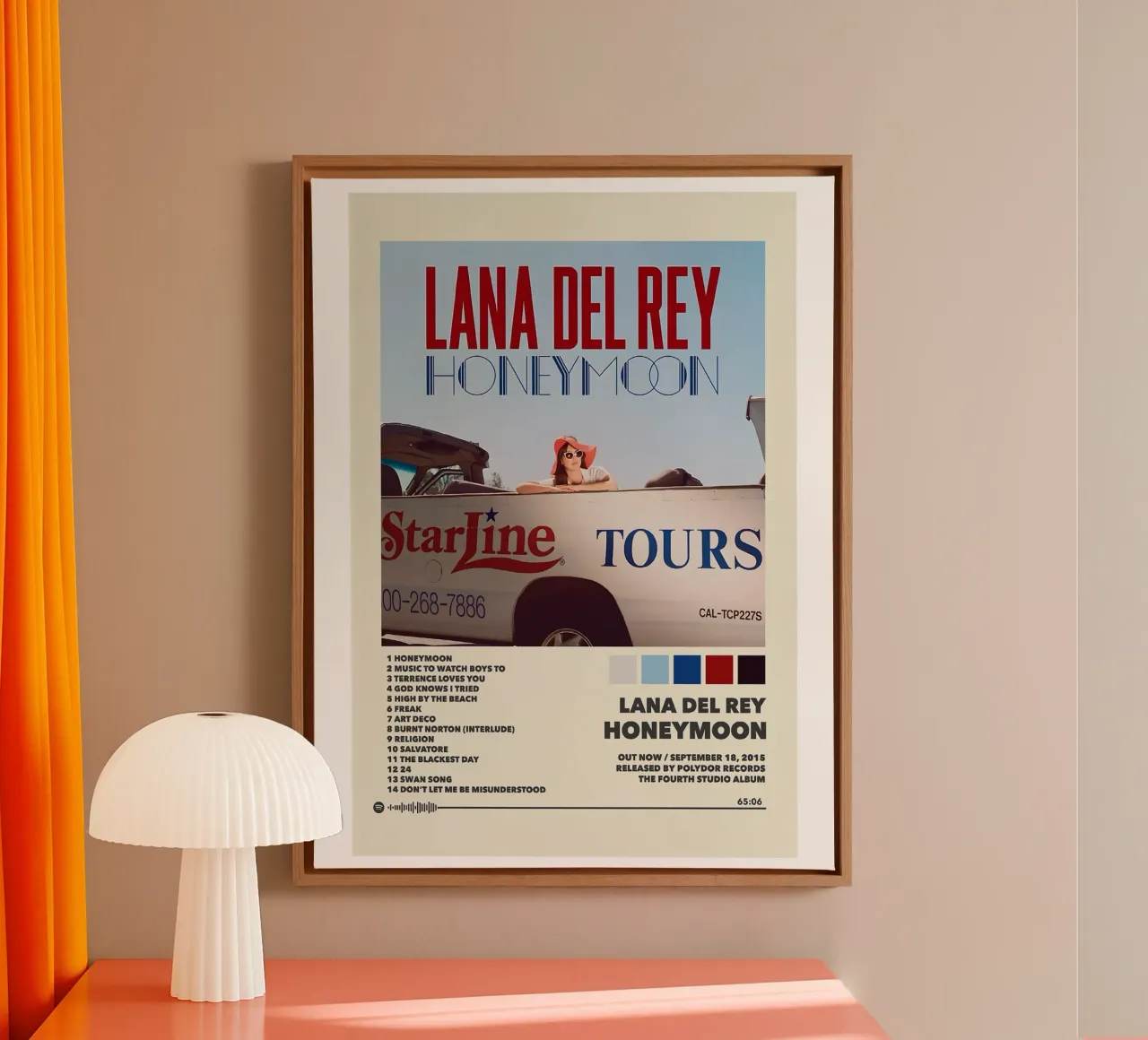 Koningin van dromerige melancholie Lana Del Rey canvas met Baklijst van mamass