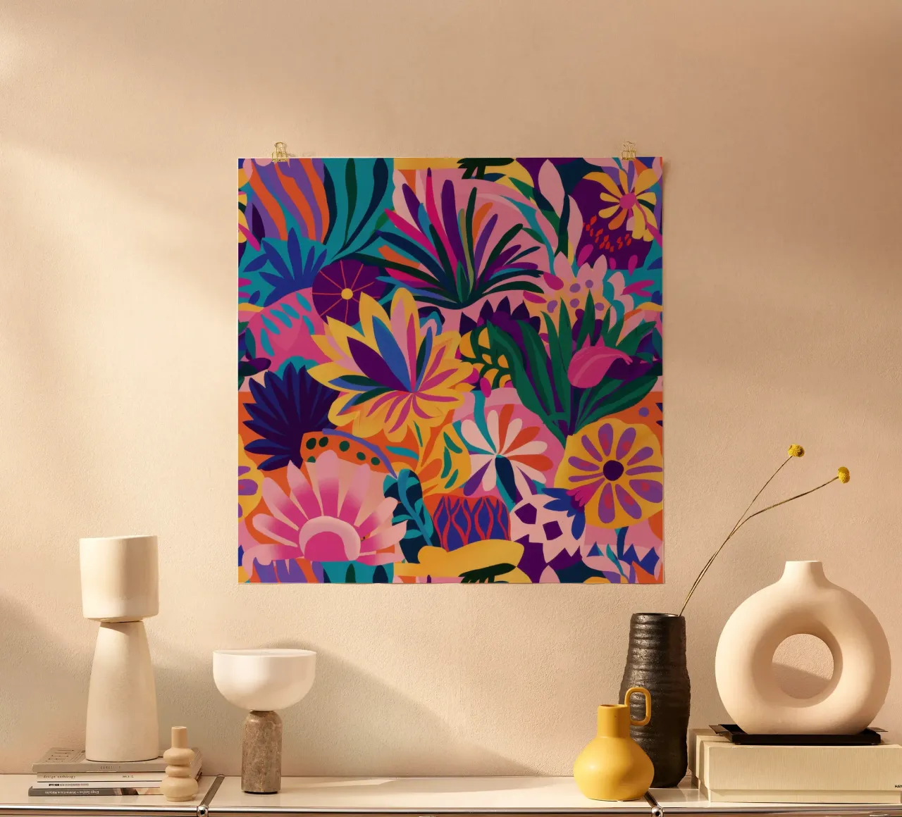 Giungla psichedelica in fiore poster con telaio in plastica da Bruce Juice
