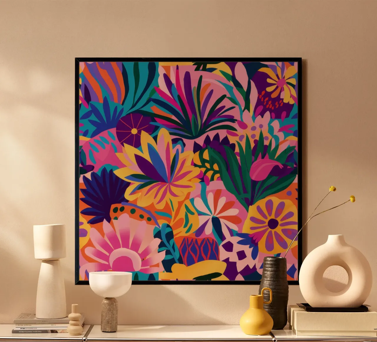 Giungla psichedelica in fiore poster con telaio in plastica da Bruce Juice