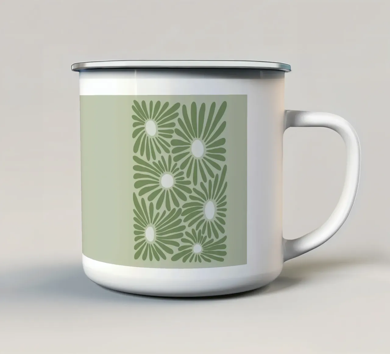 Abstract greenish retro flowers tazza in smalto da TijanaArtStudio88