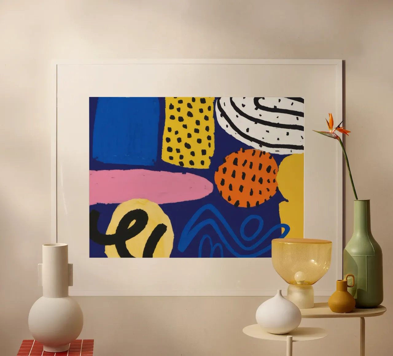 Memphis Pattern Mix poster con telaio in legno da Bruce Juice
