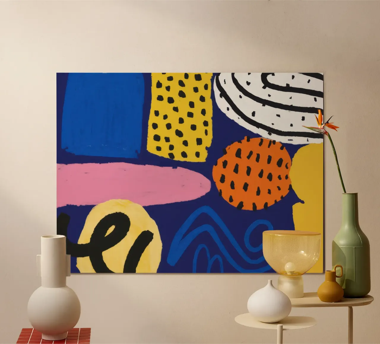Memphis Pattern Mix poster con telaio in legno da Bruce Juice