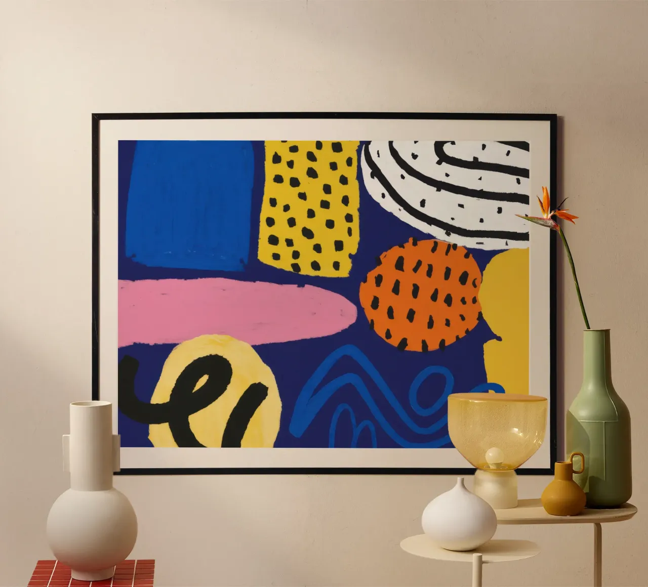 Memphis Pattern Mix poster con telaio in legno da Bruce Juice