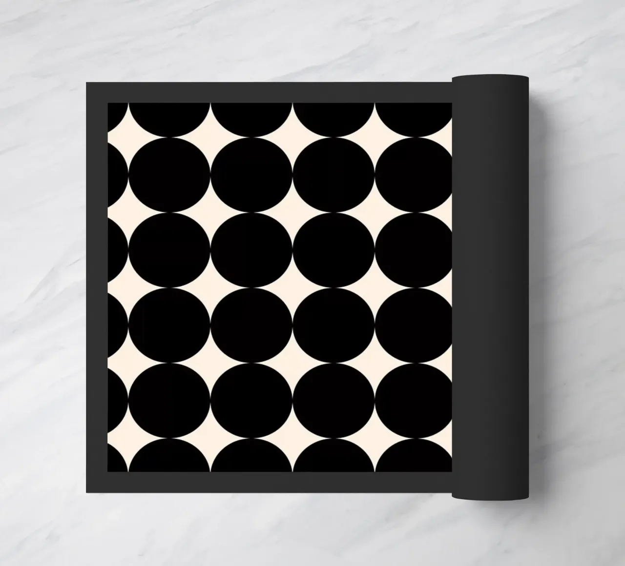 Minimal Geometric Scandi Circle Pattern | Black on Ivory doormat by Beauty in Simplicity
