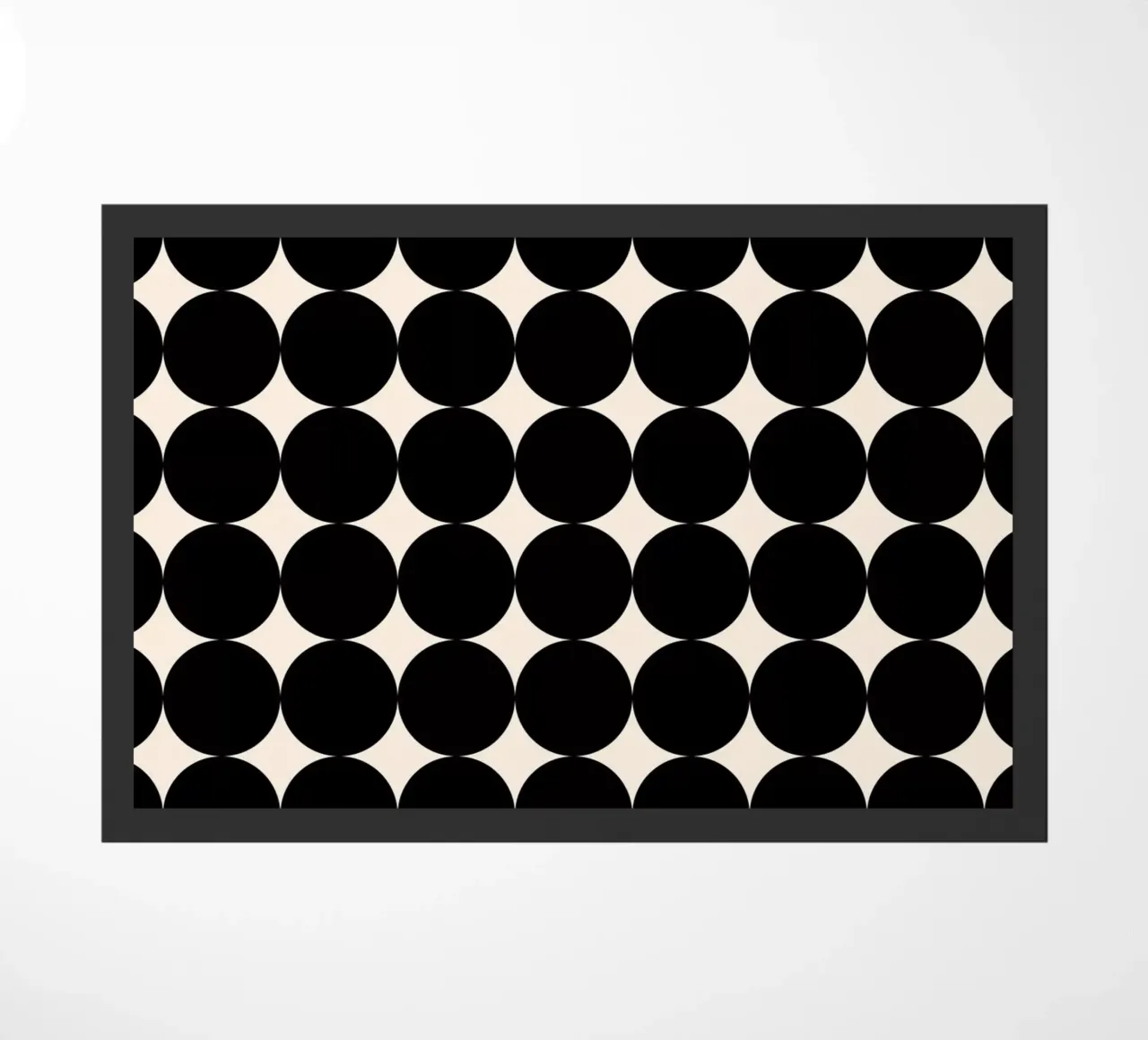 Minimal Geometric Scandi Circle Pattern | Black on Ivory doormat by Beauty in Simplicity