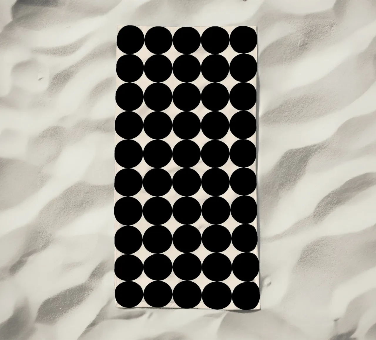 Minimal Geometric Scandi Circle Pattern | Black on Ivory beach towel by Beauty in Simplicity