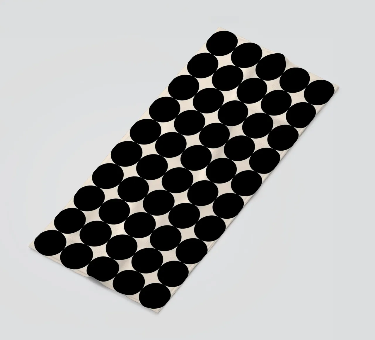 Minimal Geometric Scandi Circle Pattern | Black on Ivory beach towel by Beauty in Simplicity