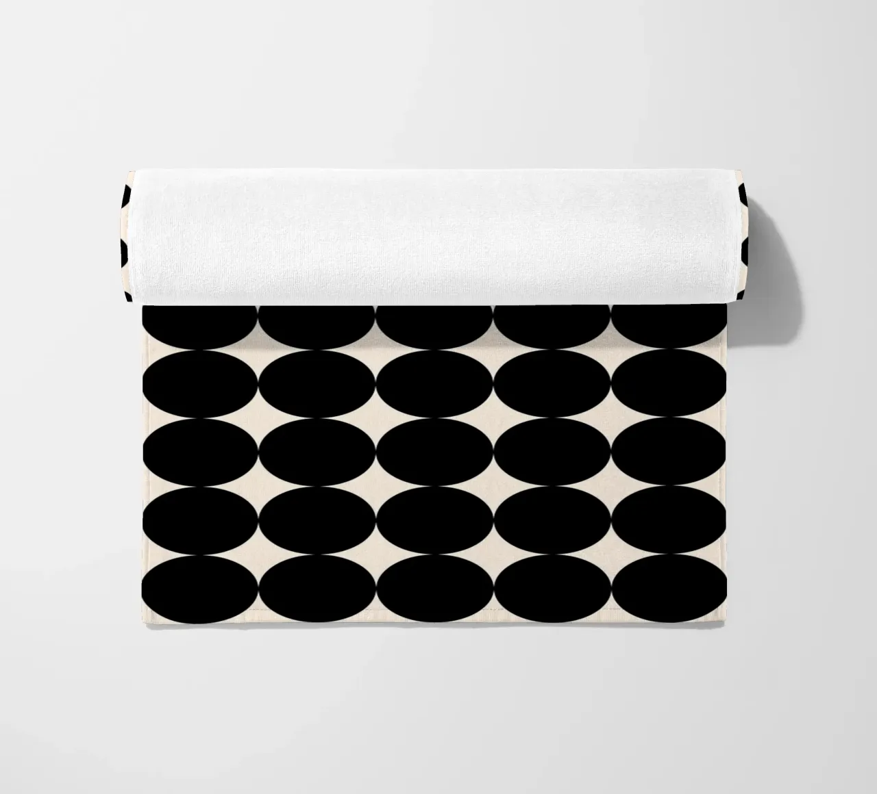 Minimal Geometric Scandi Circle Pattern | Black on Ivory beach towel by Beauty in Simplicity