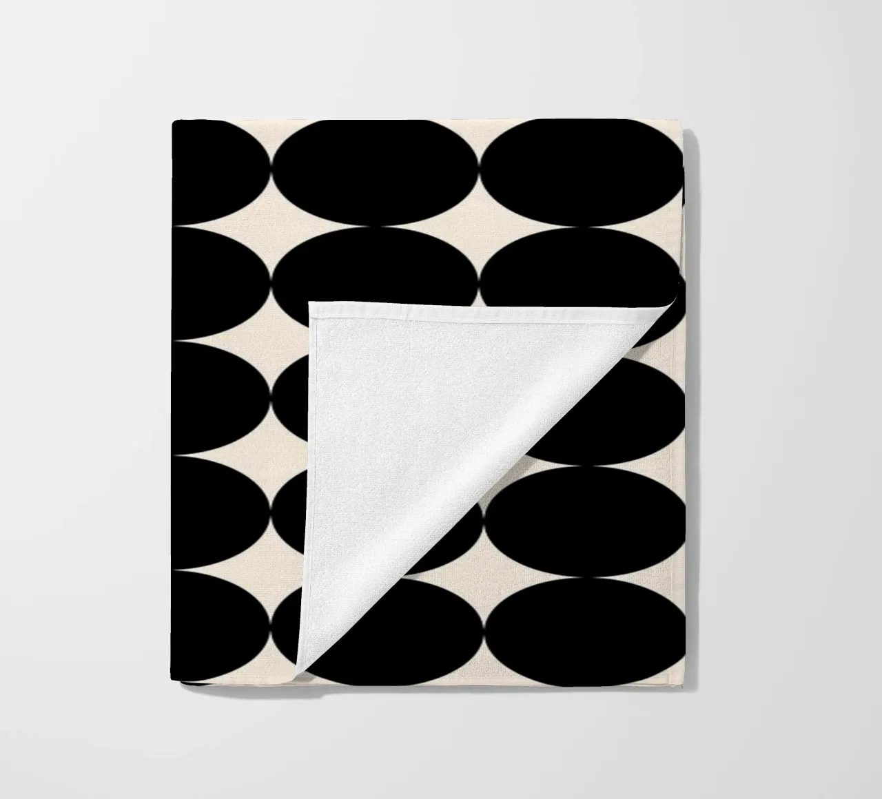 Minimal Geometric Scandi Circle Pattern | Black on Ivory beach towel by Beauty in Simplicity