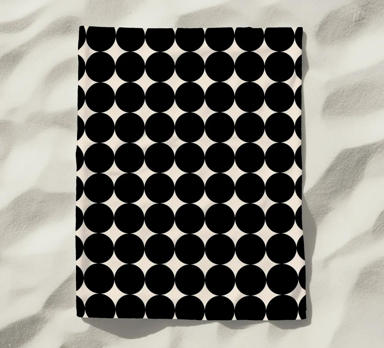 Minimal Geometric Scandi Circle Pattern | Black on Ivory beach towel by Beauty in Simplicity