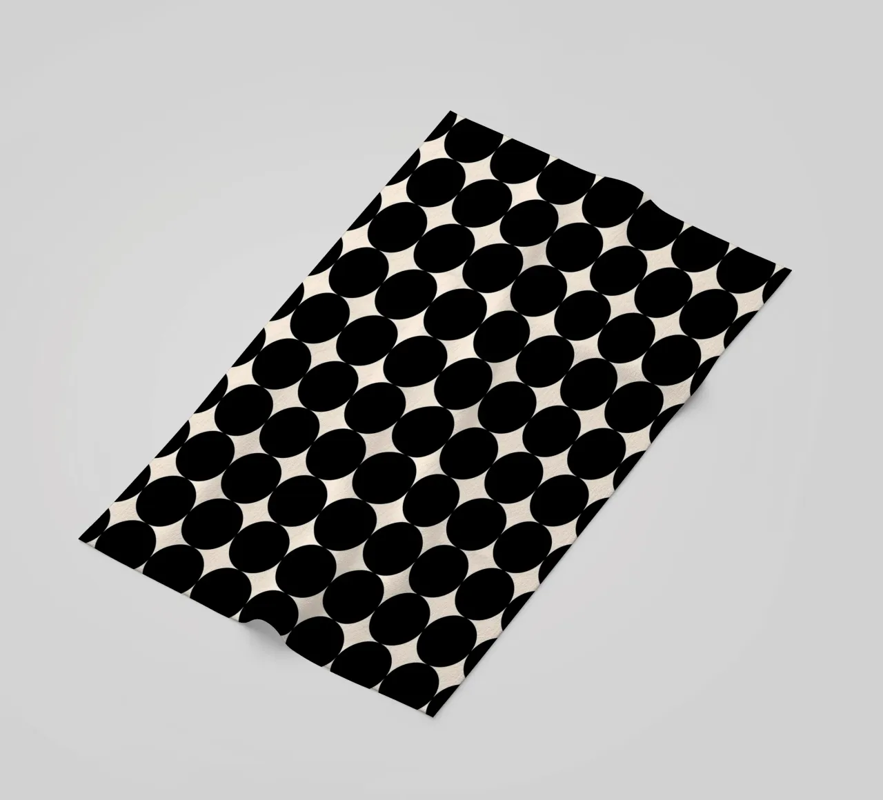 Minimal Geometric Scandi Circle Pattern | Black on Ivory beach towel by Beauty in Simplicity
