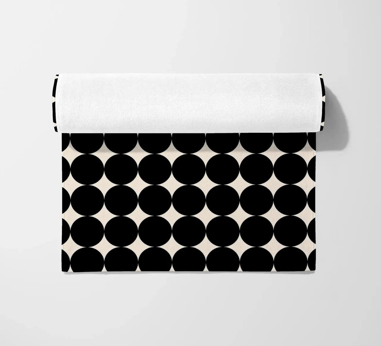 Minimal Geometric Scandi Circle Pattern | Black on Ivory beach towel by Beauty in Simplicity