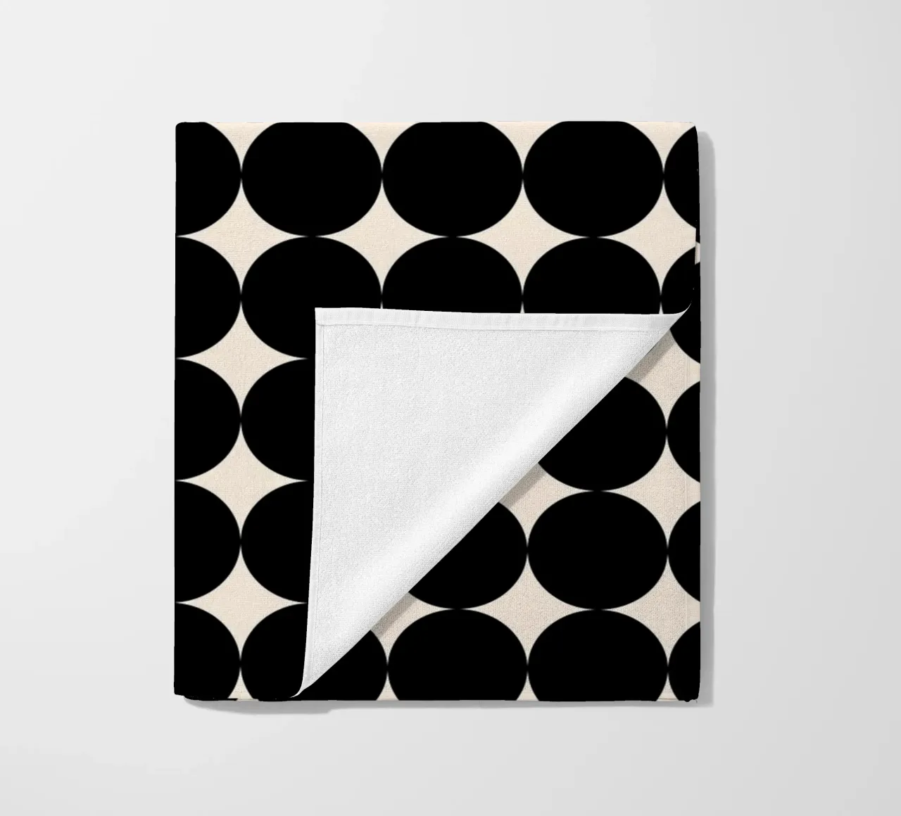 Minimal Geometric Scandi Circle Pattern | Black on Ivory beach towel by Beauty in Simplicity