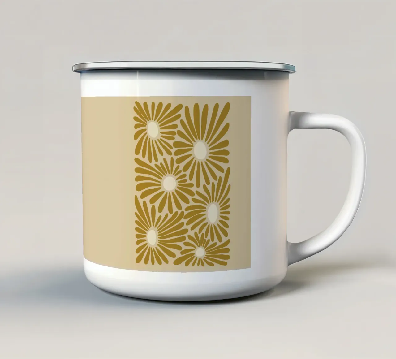 Abstract yellowish retro flowers tazza in smalto da TijanaArtStudio88