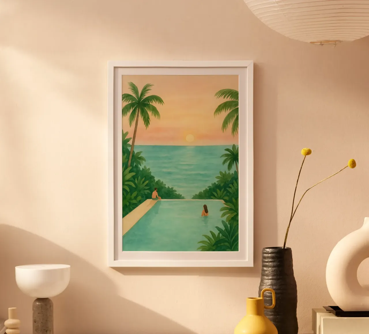 Tramonto all'infinito poster con telaio in alluminio da Sea of Calm