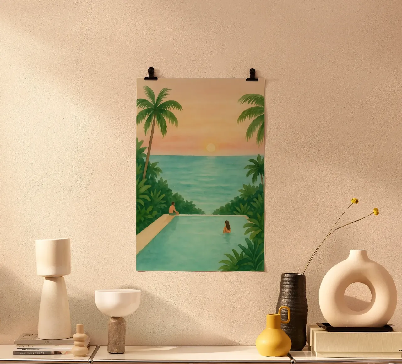 Tramonto all'infinito poster con telaio in alluminio da Sea of Calm