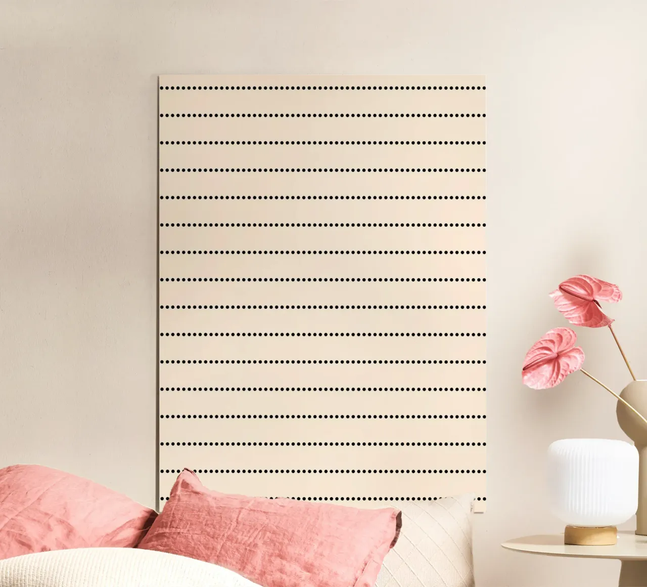 Minimal Scandi Basic Strisce a pois | Nero su beige poster con telaio in alluminio da Beauty in Simplicity