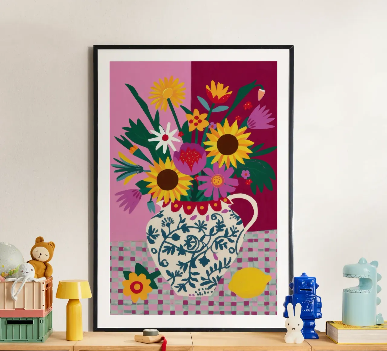 Vaso a pois con girasole poster da Bruce Juice
