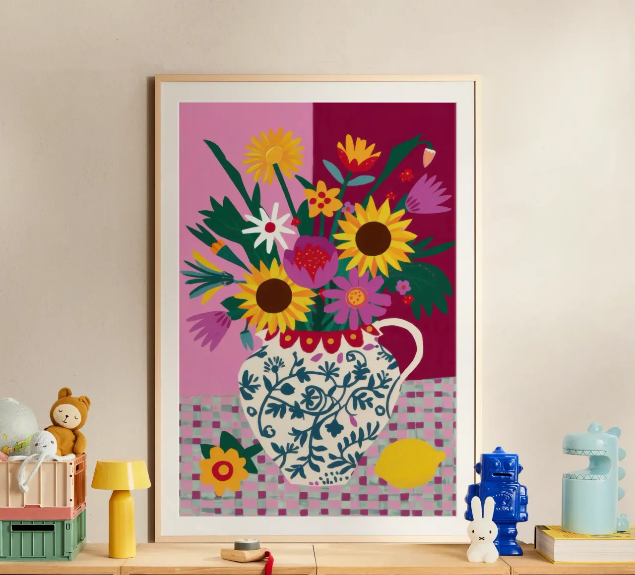 Vaso a pois con girasole poster da Bruce Juice