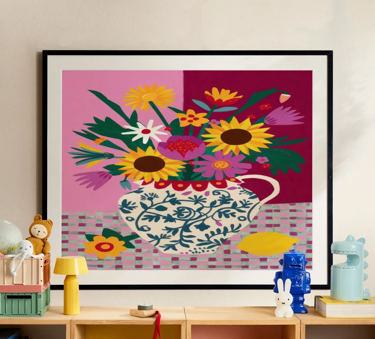 Vaso a pois con girasole poster da Bruce Juice