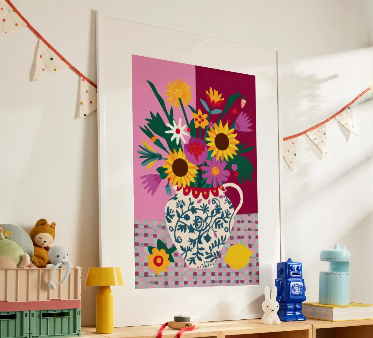Vaso a pois con girasole poster da Bruce Juice