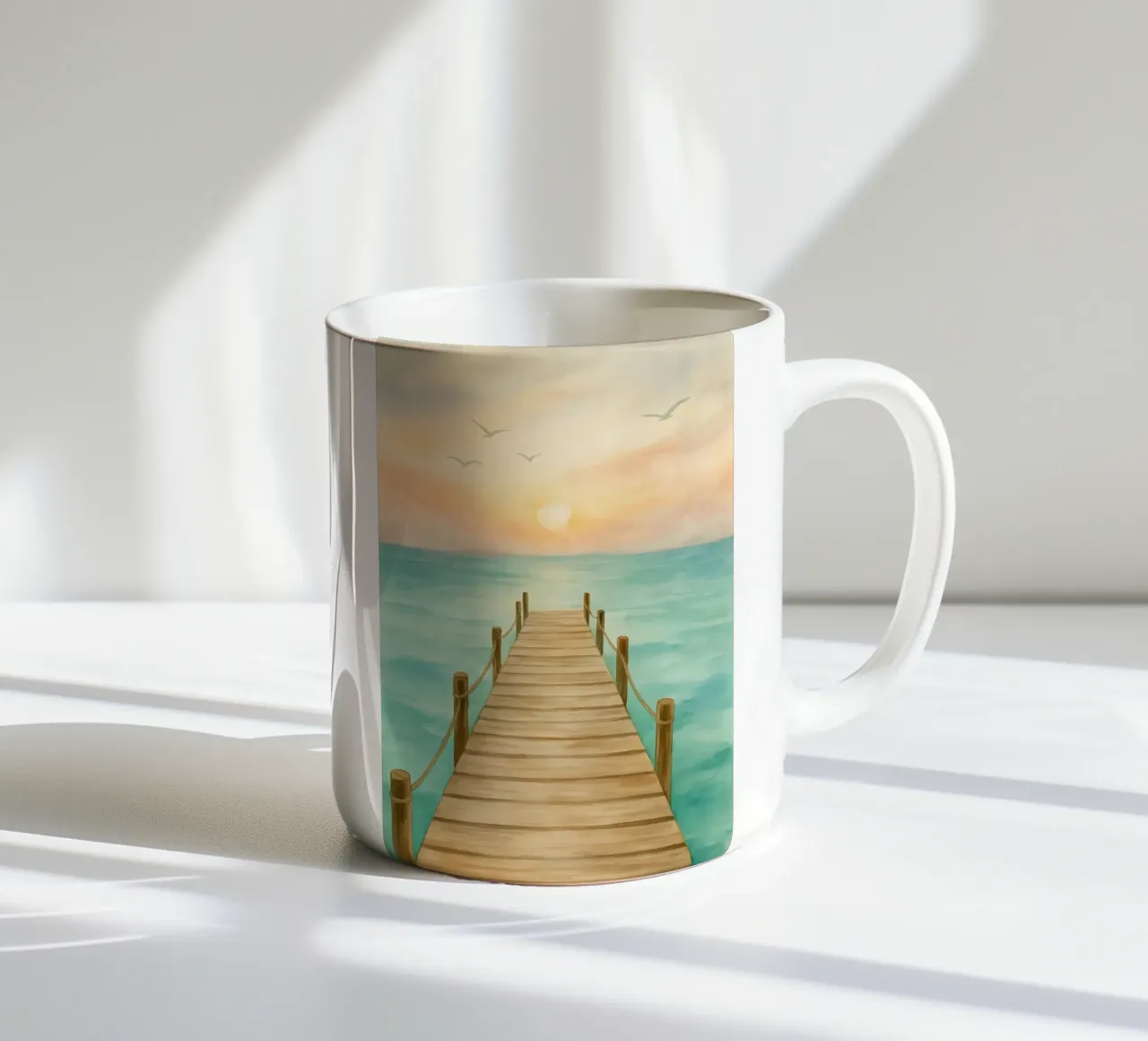 Passerella nella luce del mattino tazza in ceramica da Sea of Calm