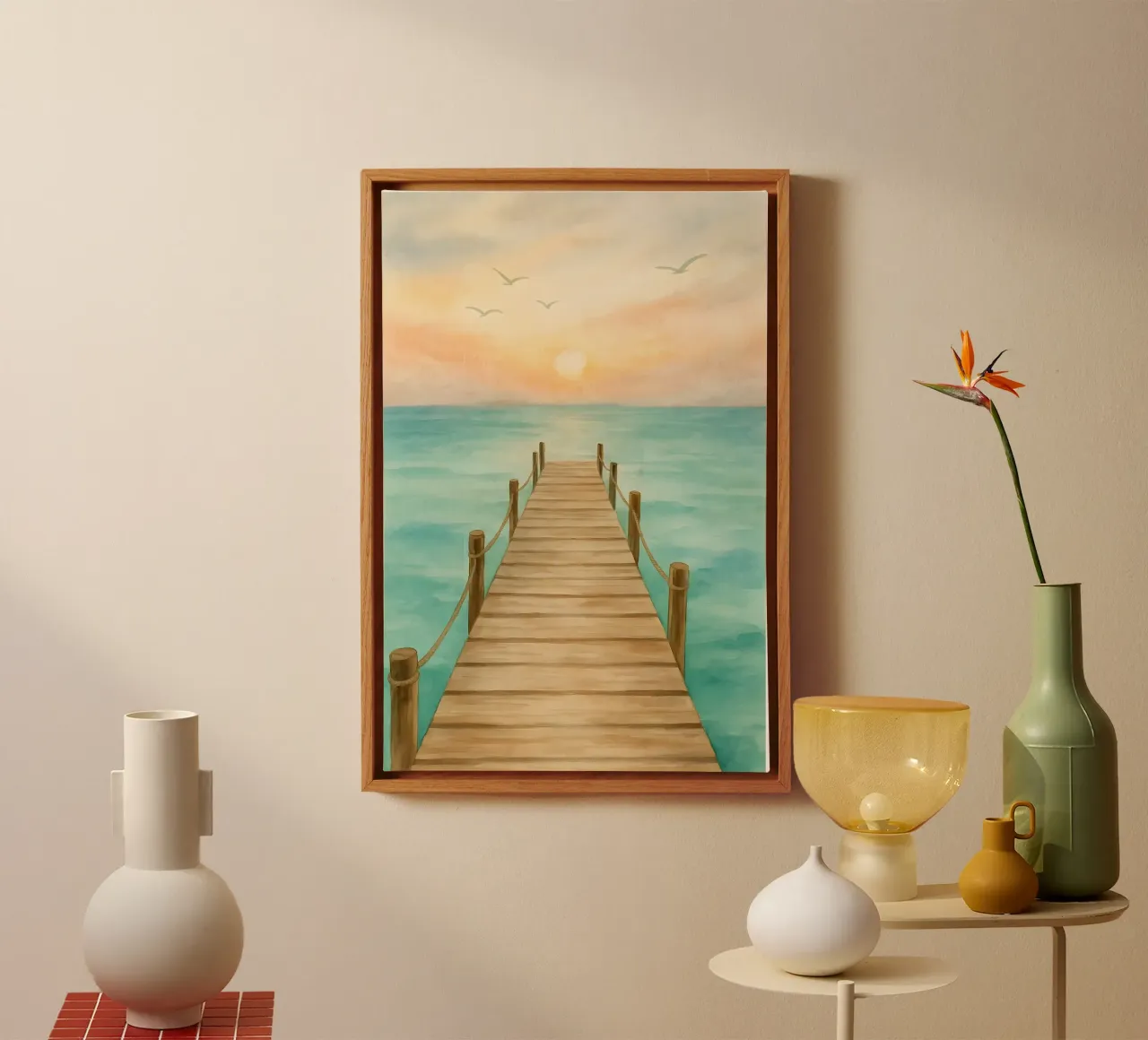 Loopbrug in het ochtendlicht canvas met Baklijst van Sea of Calm