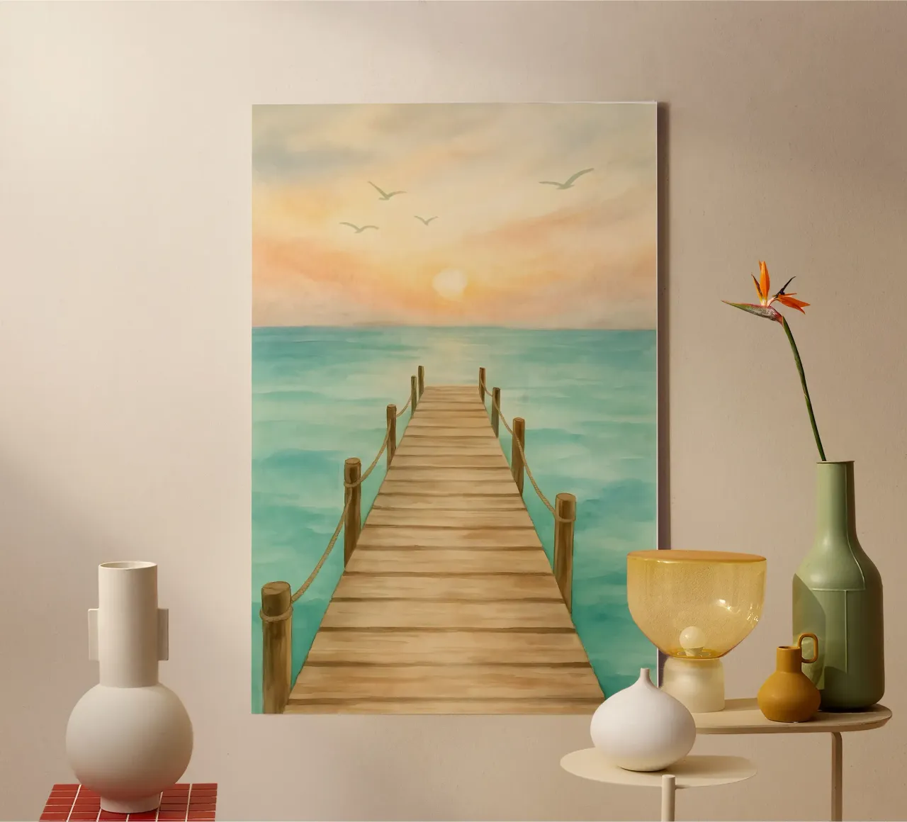 Loopbrug in het ochtendlicht canvas met Baklijst van Sea of Calm