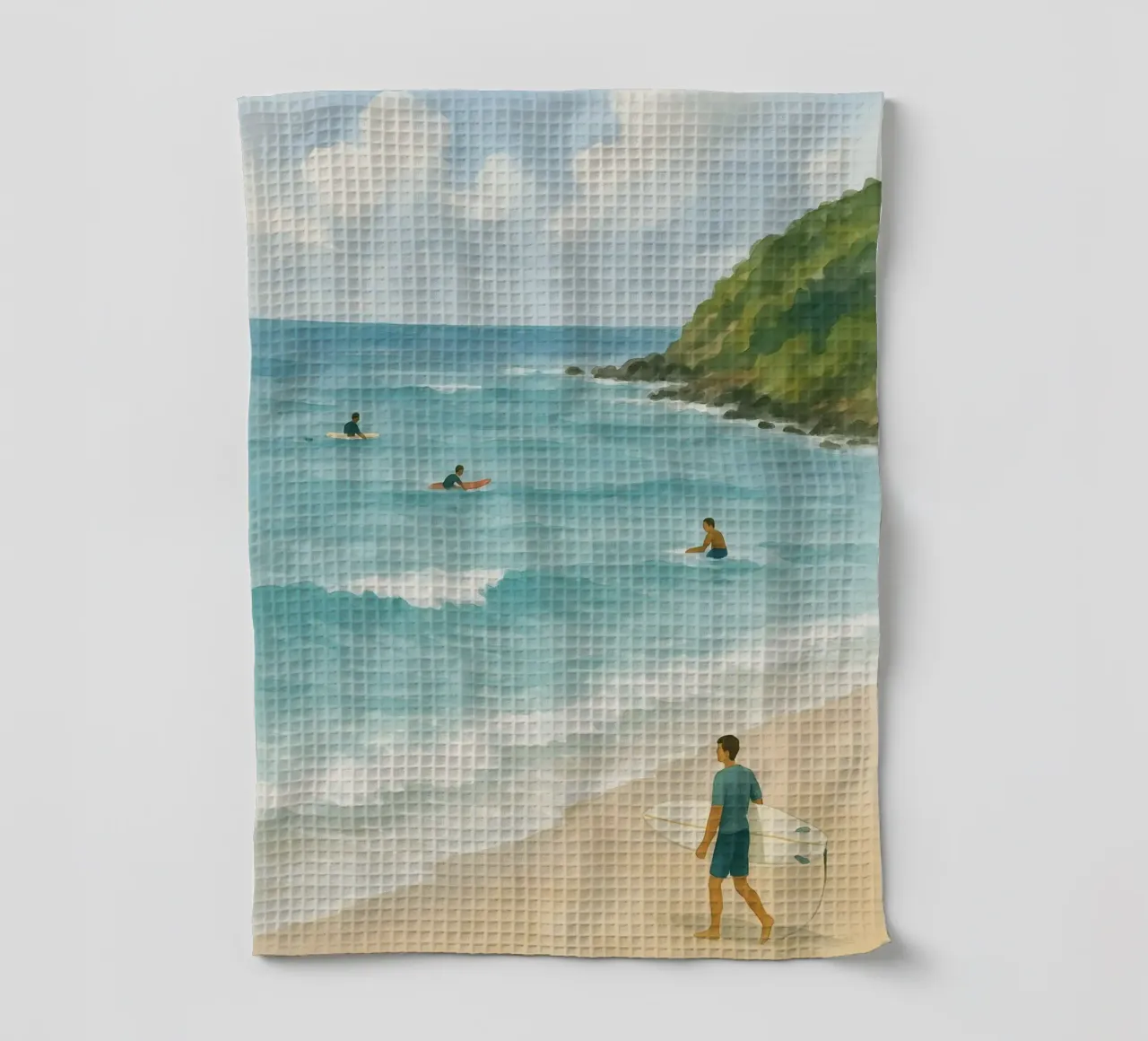 Vue sur les surfeurs torchon de Sea of Calm