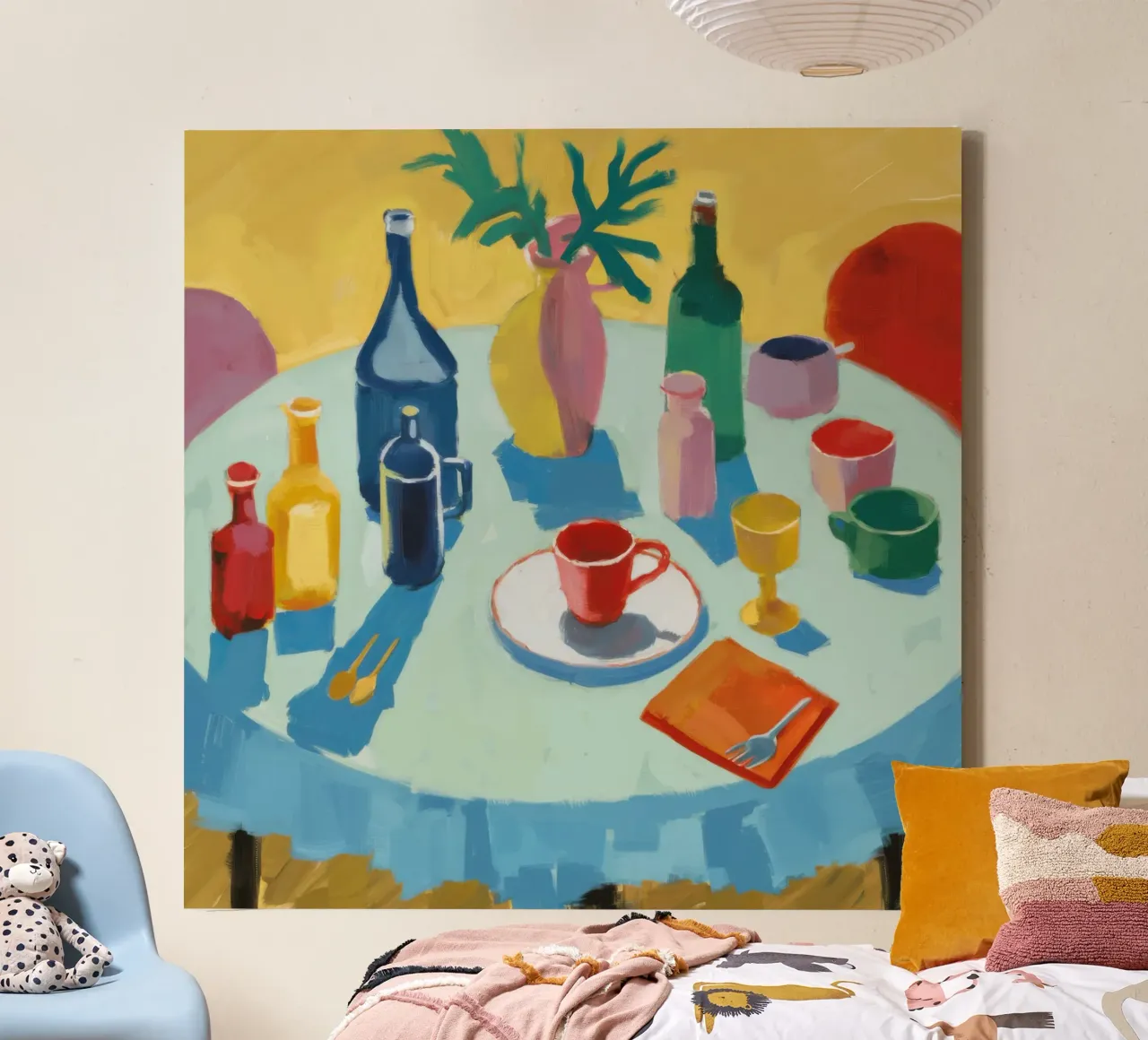 Messy Table Aftermath canvas with Floater frame by Bruce Juice