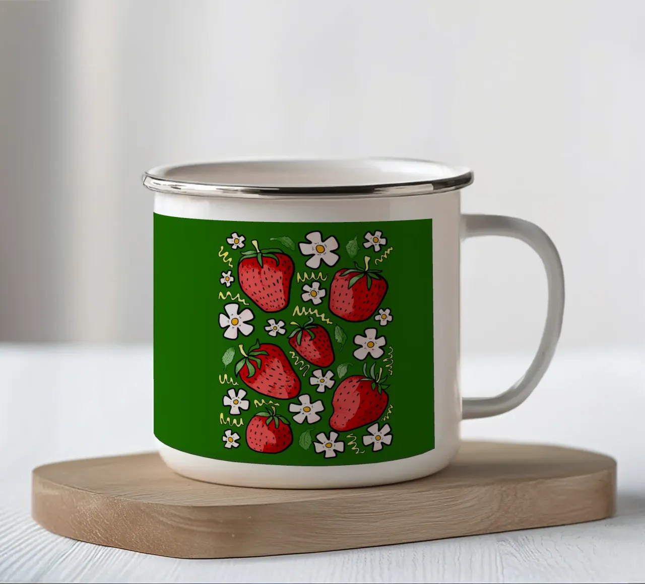 Vibrant strawberries spring art tazza in smalto da TijanaArtStudio88
