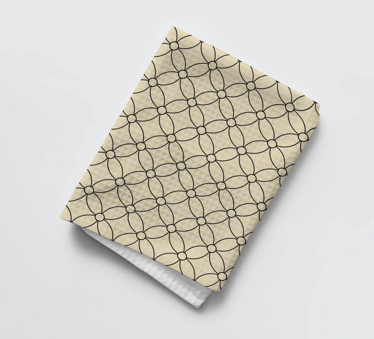 Motif géométrique minimal de fleurs simples | Noir sur beige torchon de Beauty in Simplicity