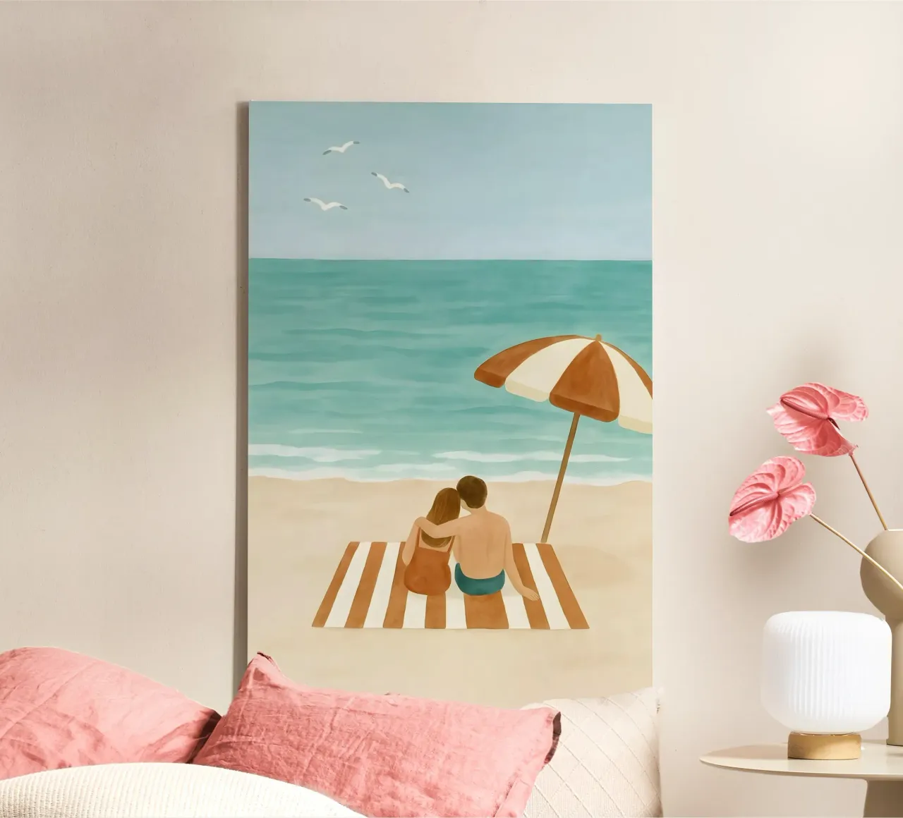 Meerblick zu zweit Leinwand mit Schattenfugenrahmen von Sea of Calm