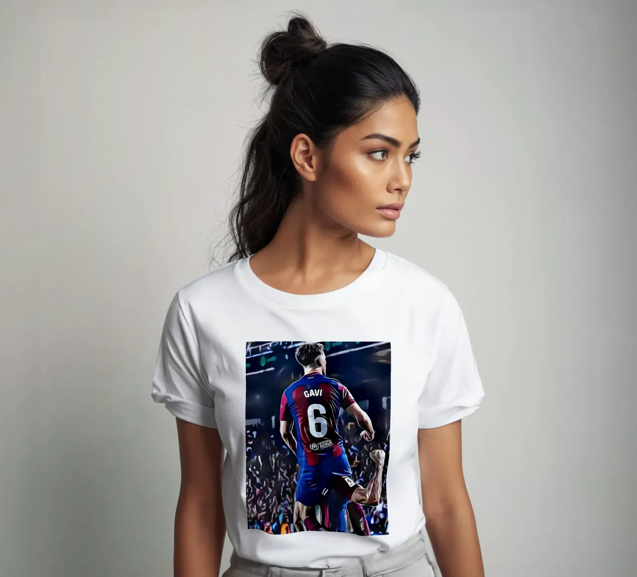 Gavi festeggia con un compagno di squadra del Barcellona t-shirt da dark eagle