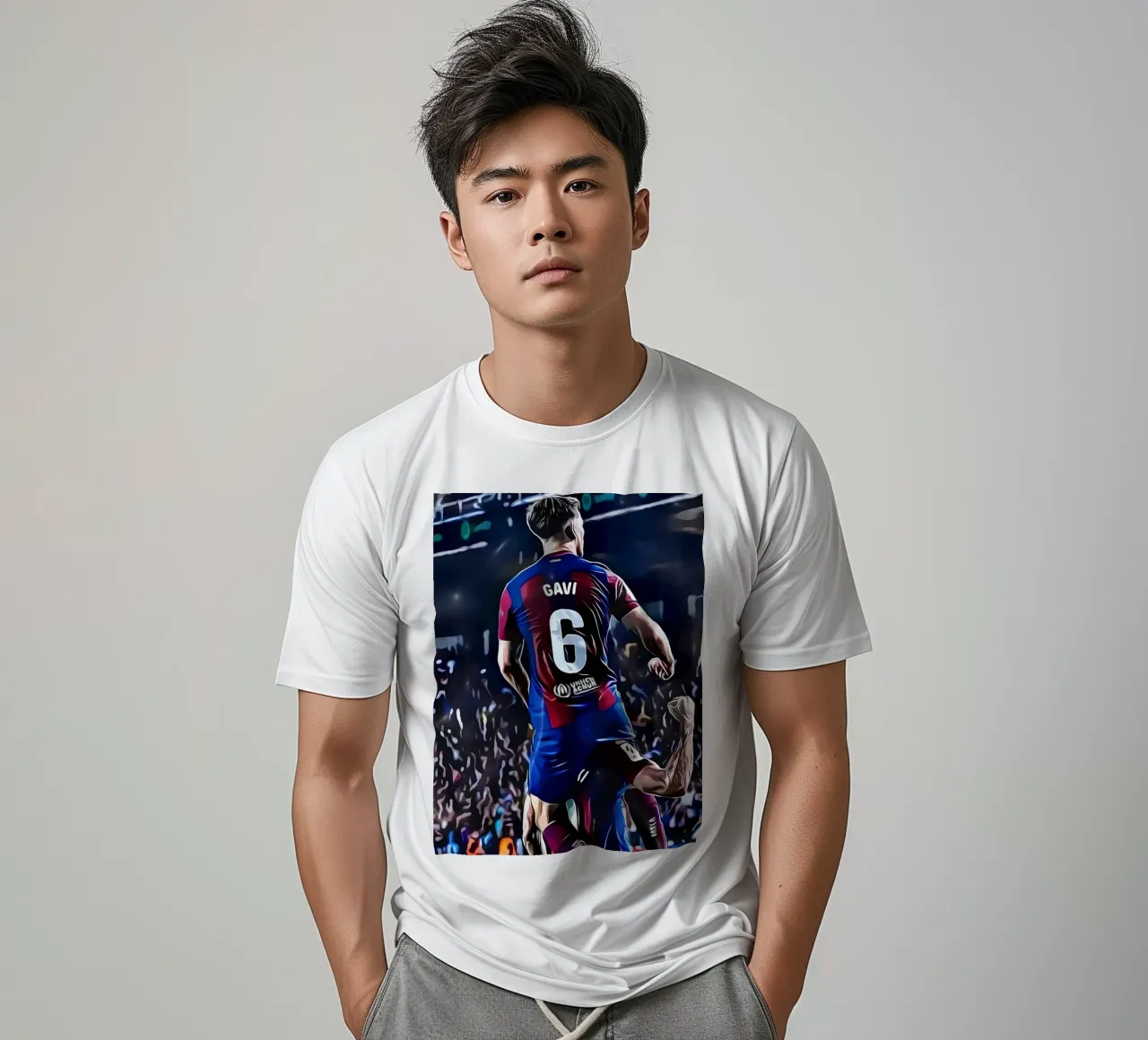 Gavi festeggia con un compagno di squadra del Barcellona t-shirt da dark eagle