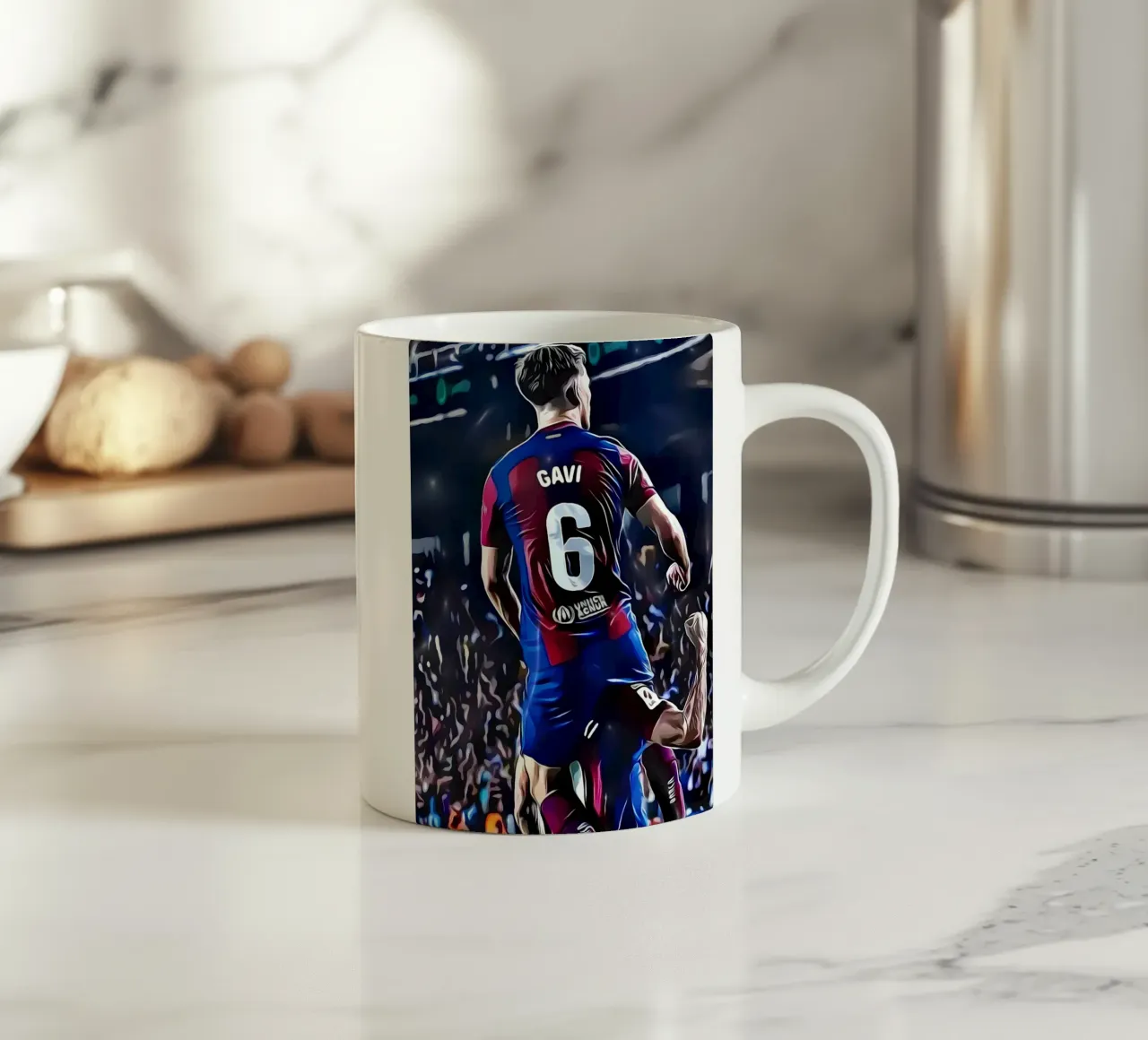 Gavi festeggia con un compagno di squadra del Barcellona tazza in ceramica da dark eagle