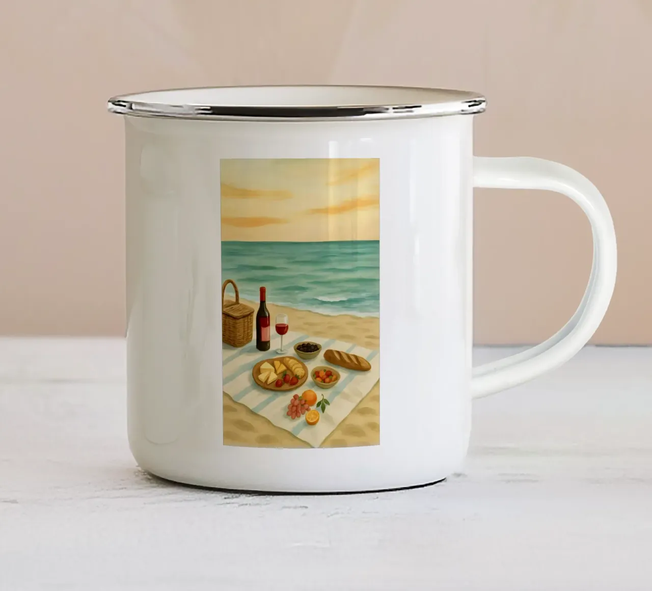 Picnic in riva al mare tazza in smalto da Sea of Calm