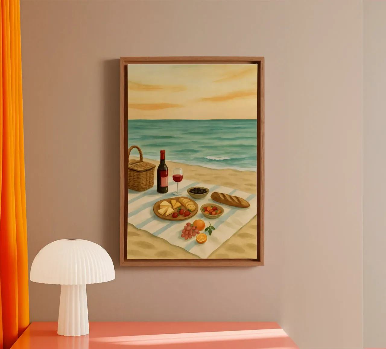 Picnic in riva al mare tela con Cornice a cassetta da Sea of Calm