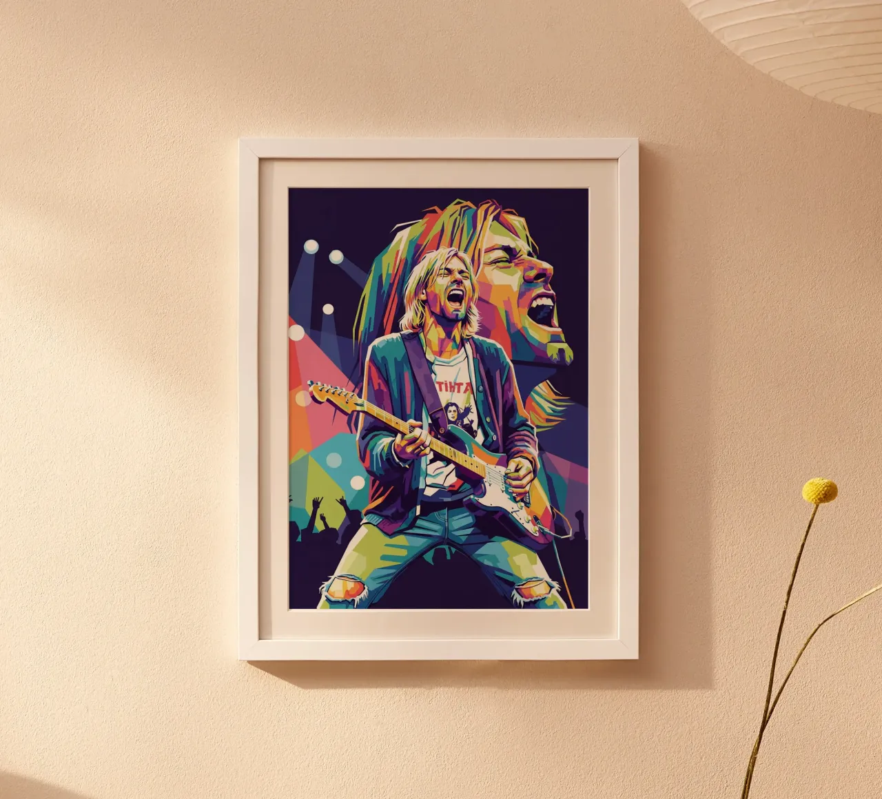 Performance di Kurt Cobain poster con telaio in legno da Hantamrata