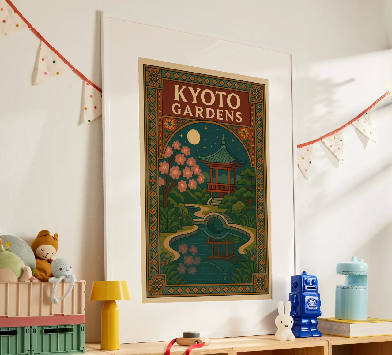 Giardini di Kyoto - Poster d'epoca sui giardini giapponesi poster con telaio in alluminio da JETLAG | affiches voyage