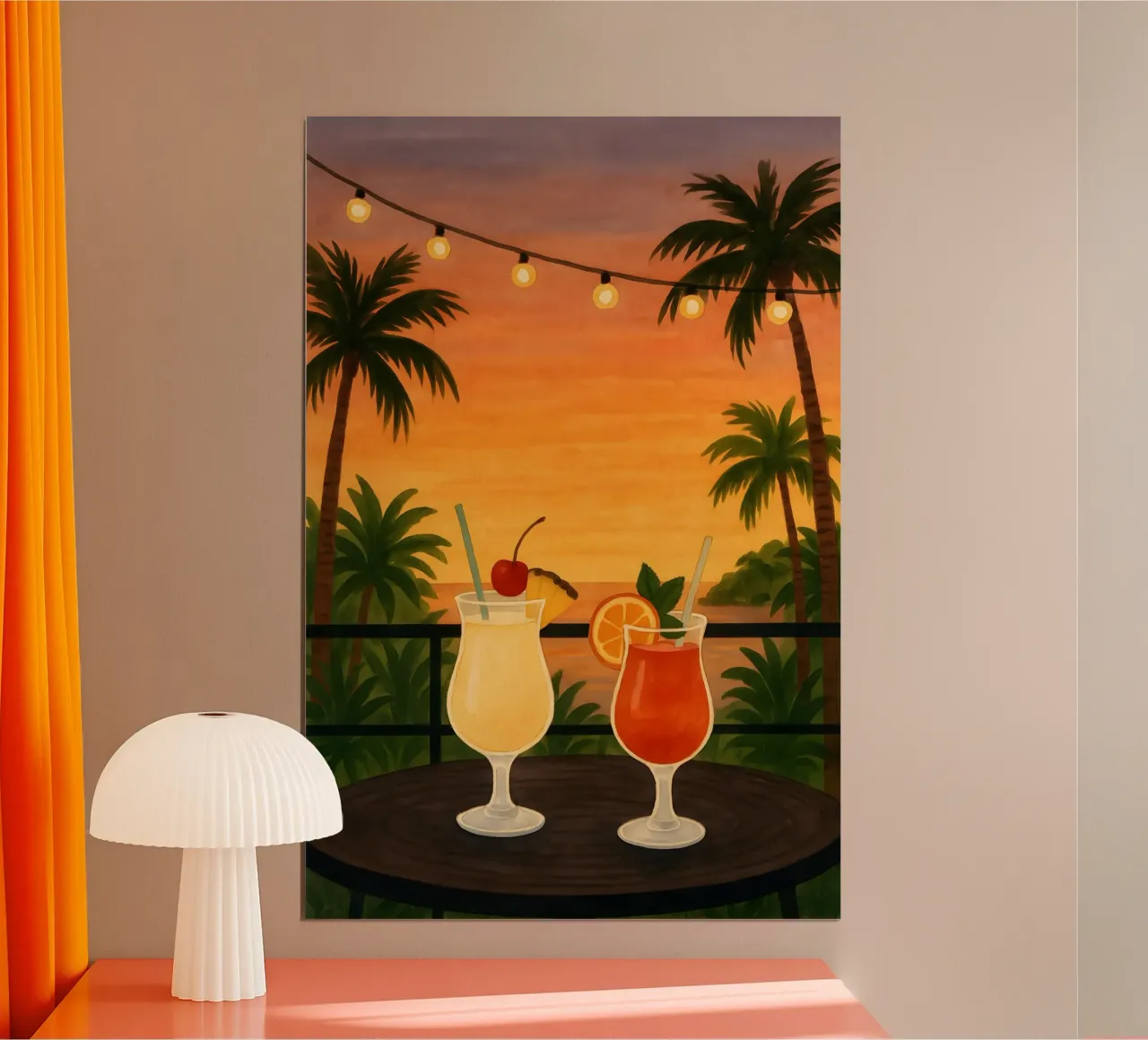 Cocktail al tramonto poster con telaio in alluminio da Sea of Calm