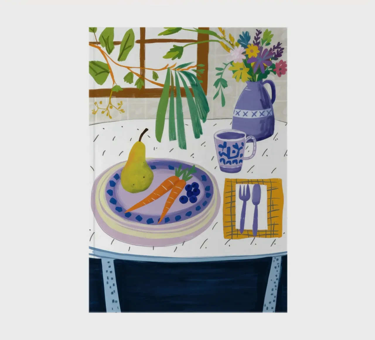Pear on Checkered Table notebook by Bruce Juice