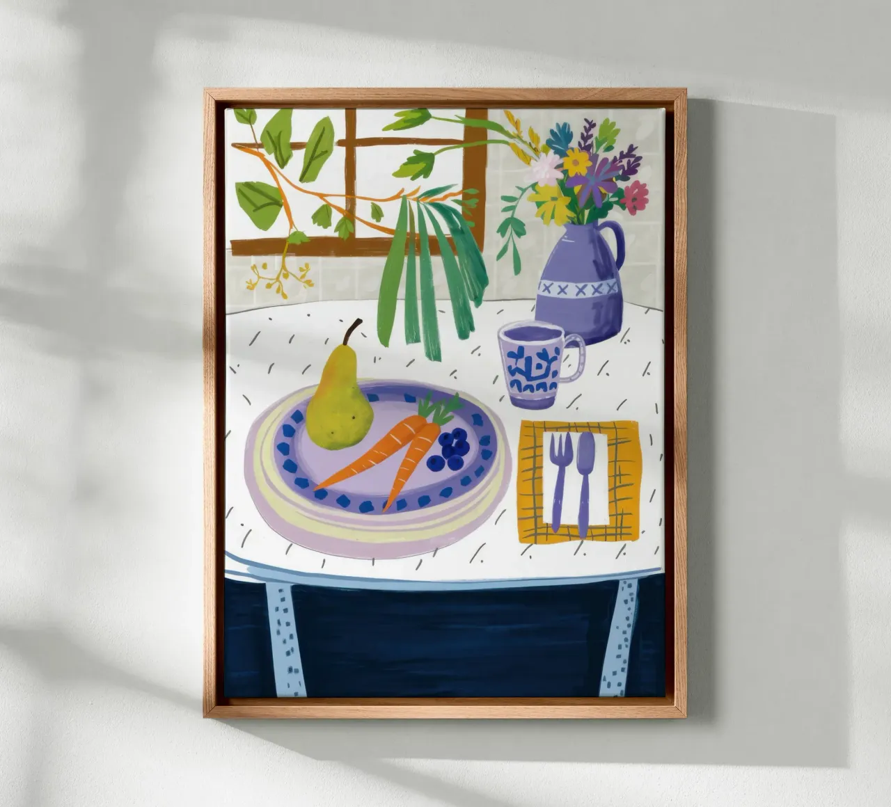 Pear on Checkered Table canvas by Bruce Juice