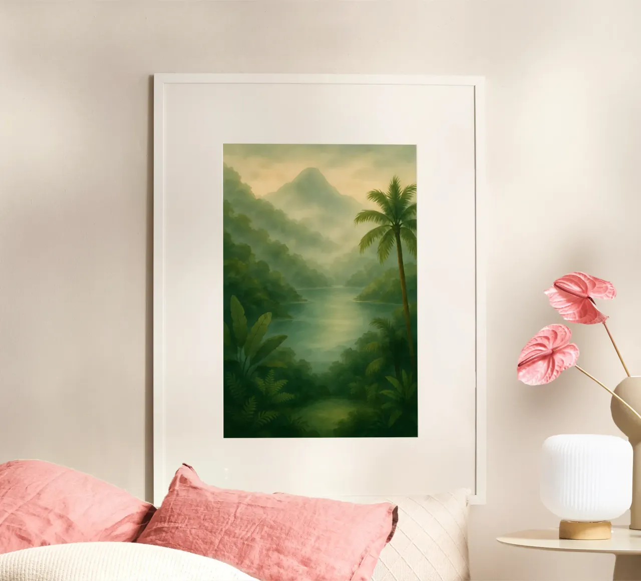 Nebbia mattutina sul lago di montagna poster da Sea of Calm
