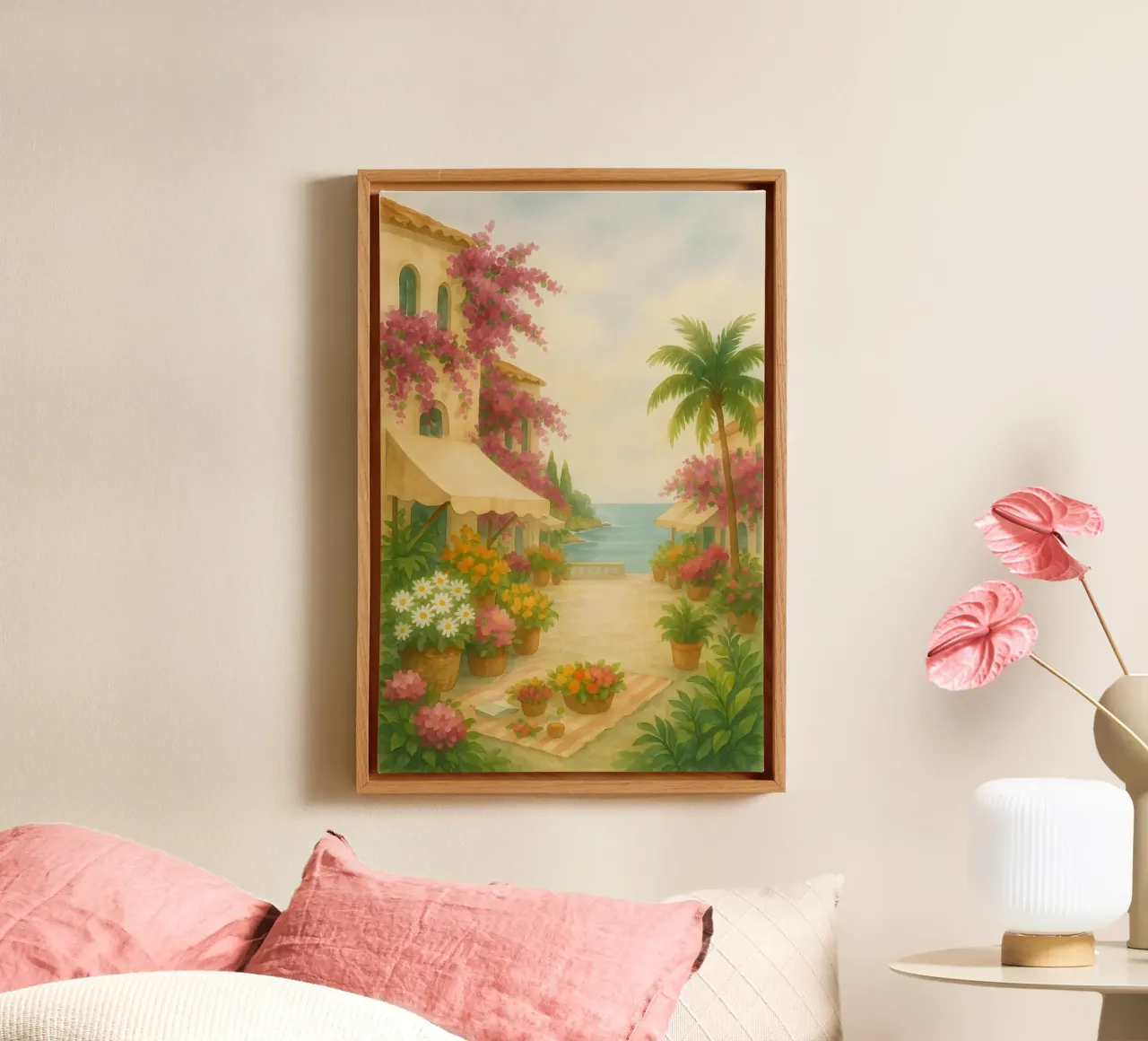 Blooming splendour on the Mediterranean canvas with Floater frame by Sea of Calm