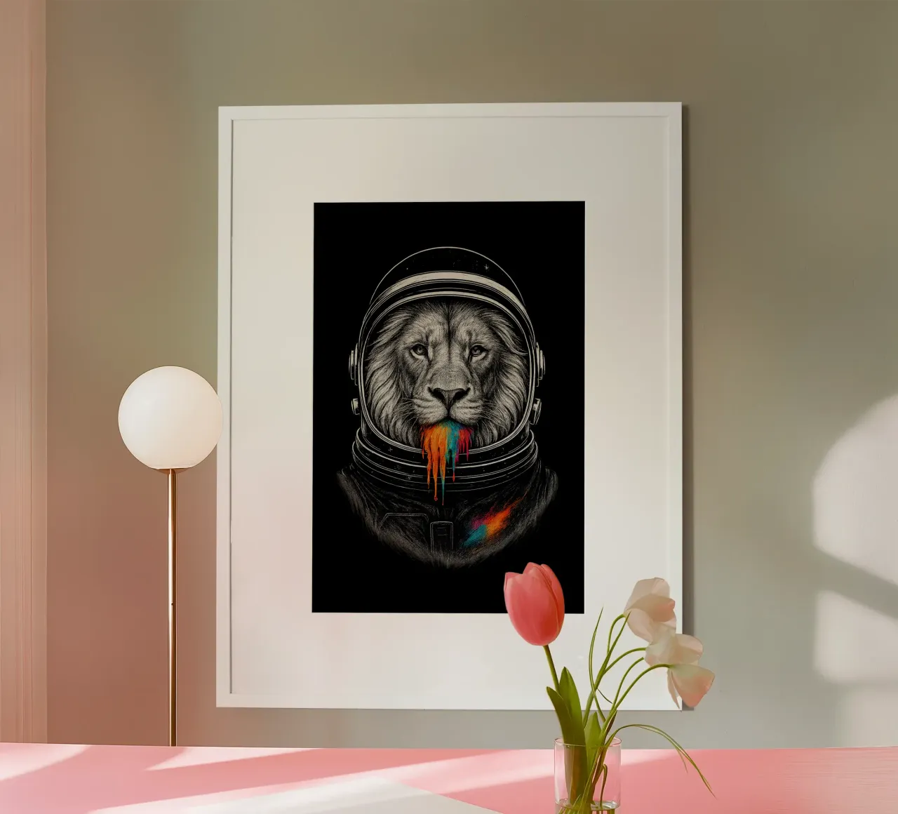 Lion Drip poster con telaio in alluminio da BadrBrand